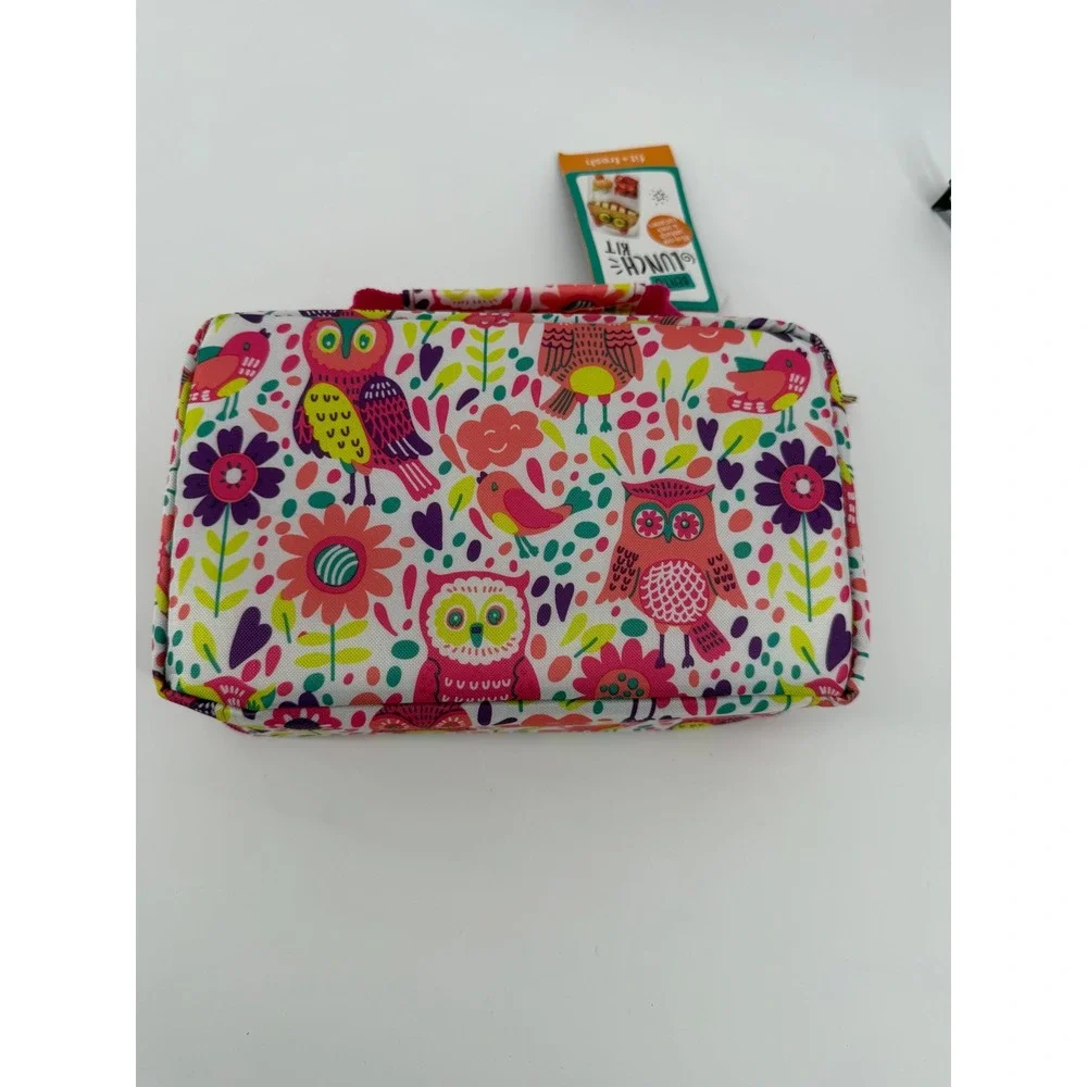 Fit + Fresh Bento Lunch Kit Insulated Bag Containers Owl Print Pink Multi New